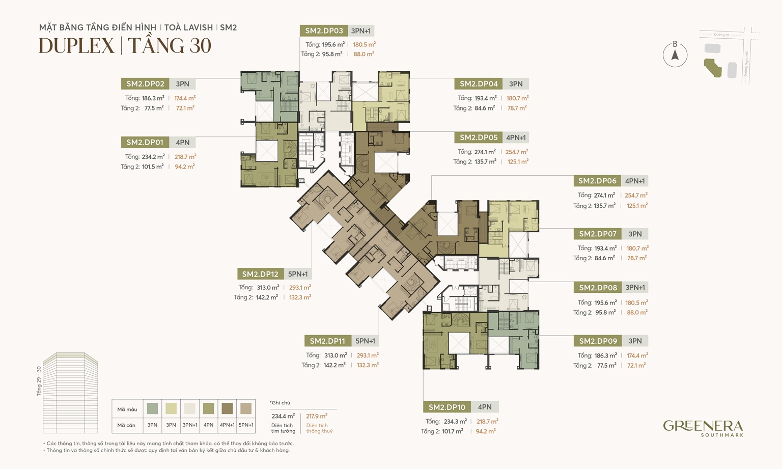 Mặt bằng tầng 30 tòa Lavish dự án Greenera Southmark Ngọc Hồi